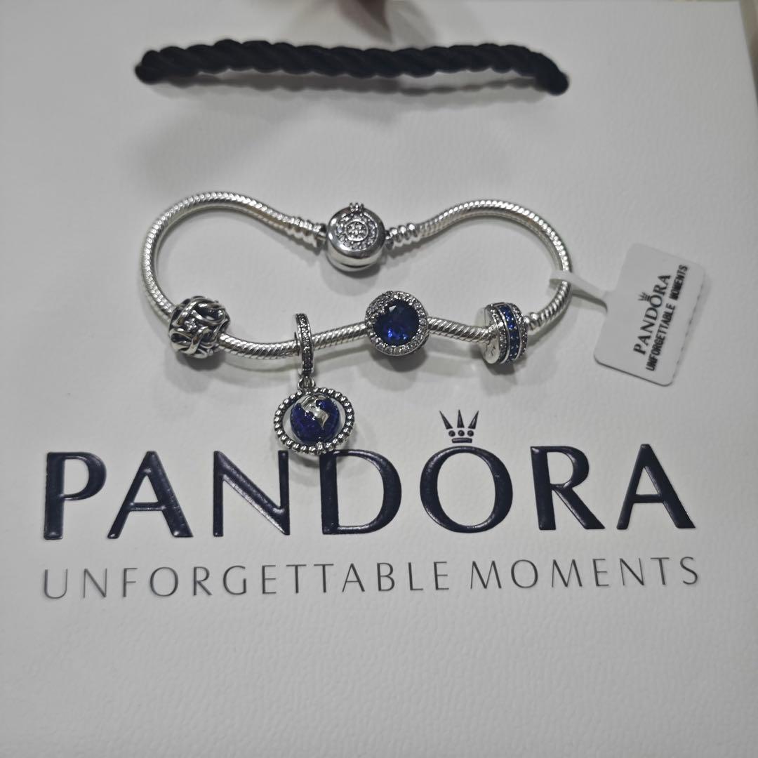 PANDORA シルバー ブルー ビーズ ブレスレット