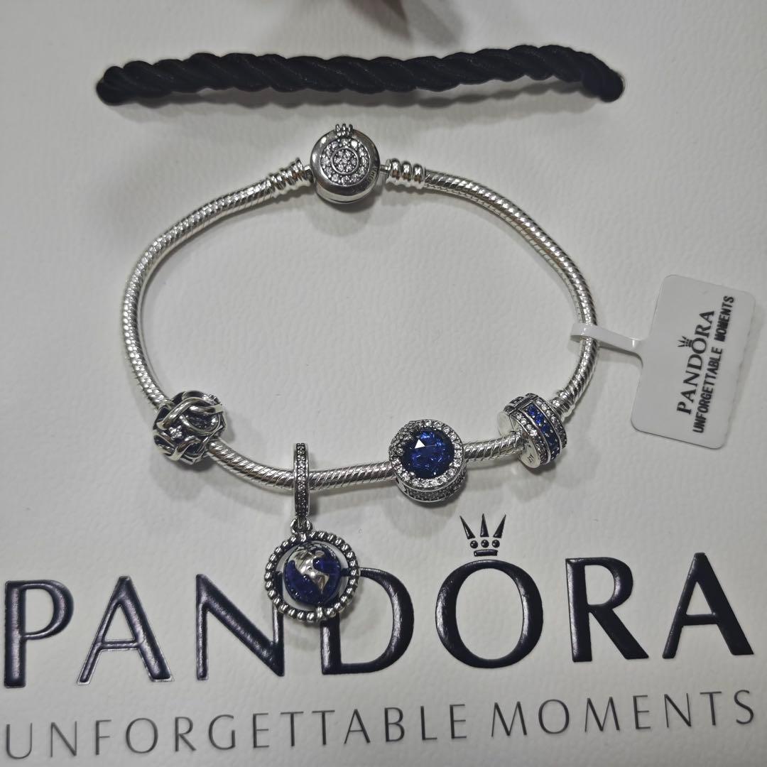 PANDORA シルバー ブルー ビーズ ブレスレット