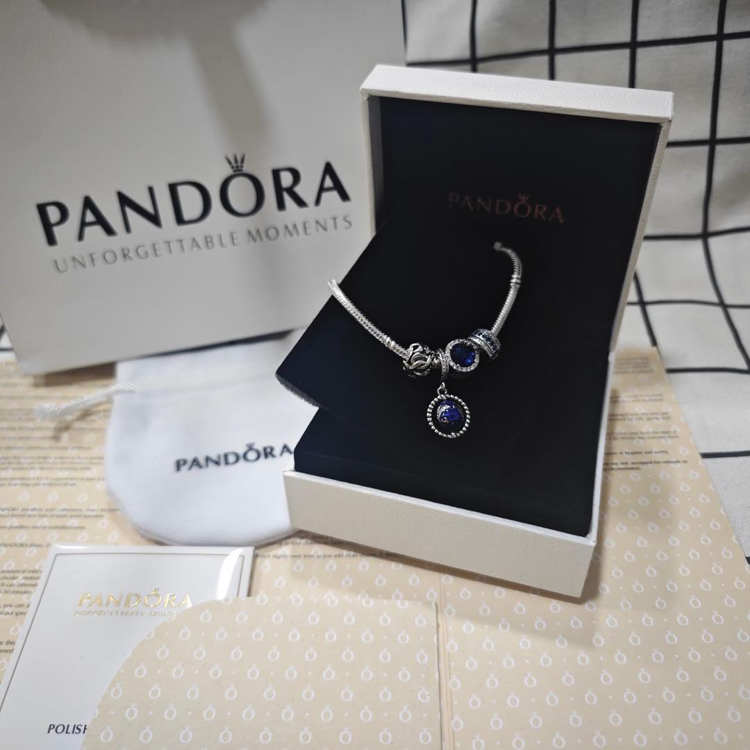 PANDORA シルバー ブルー ビーズ ブレスレット