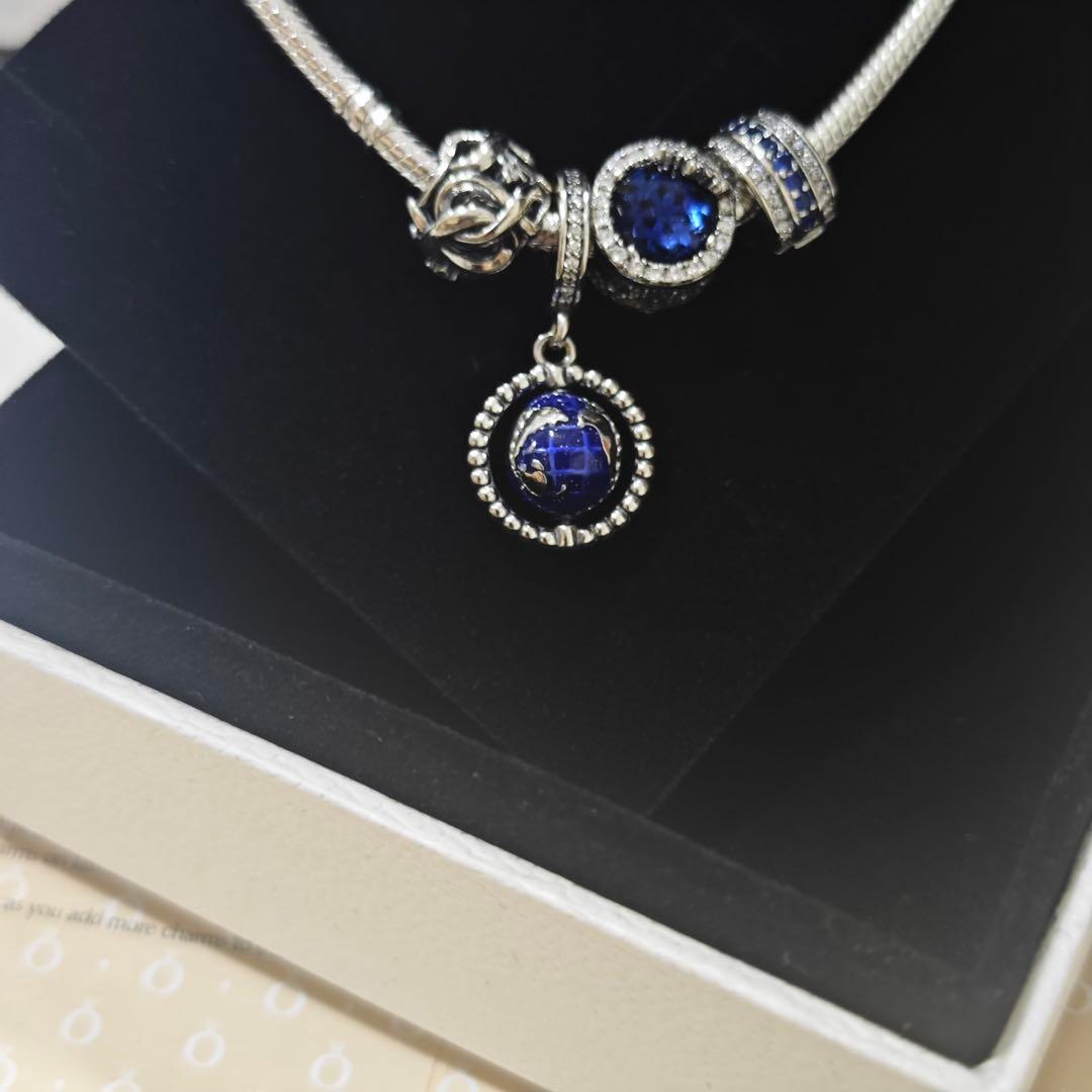 PANDORA シルバー ブルー ビーズ ブレスレット
