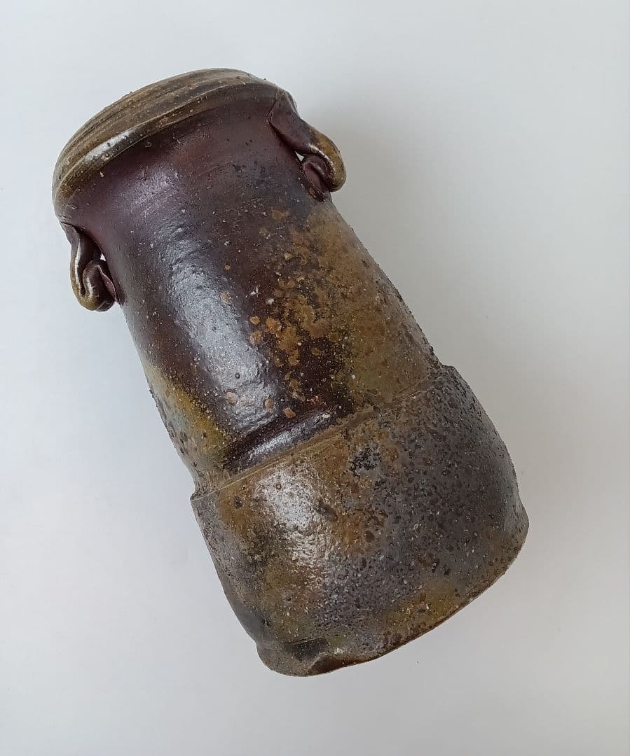 備前焼 耳付花入 花器 花瓶【人間国宝 伊勢崎淳】茶道 華道 美術品 工芸品