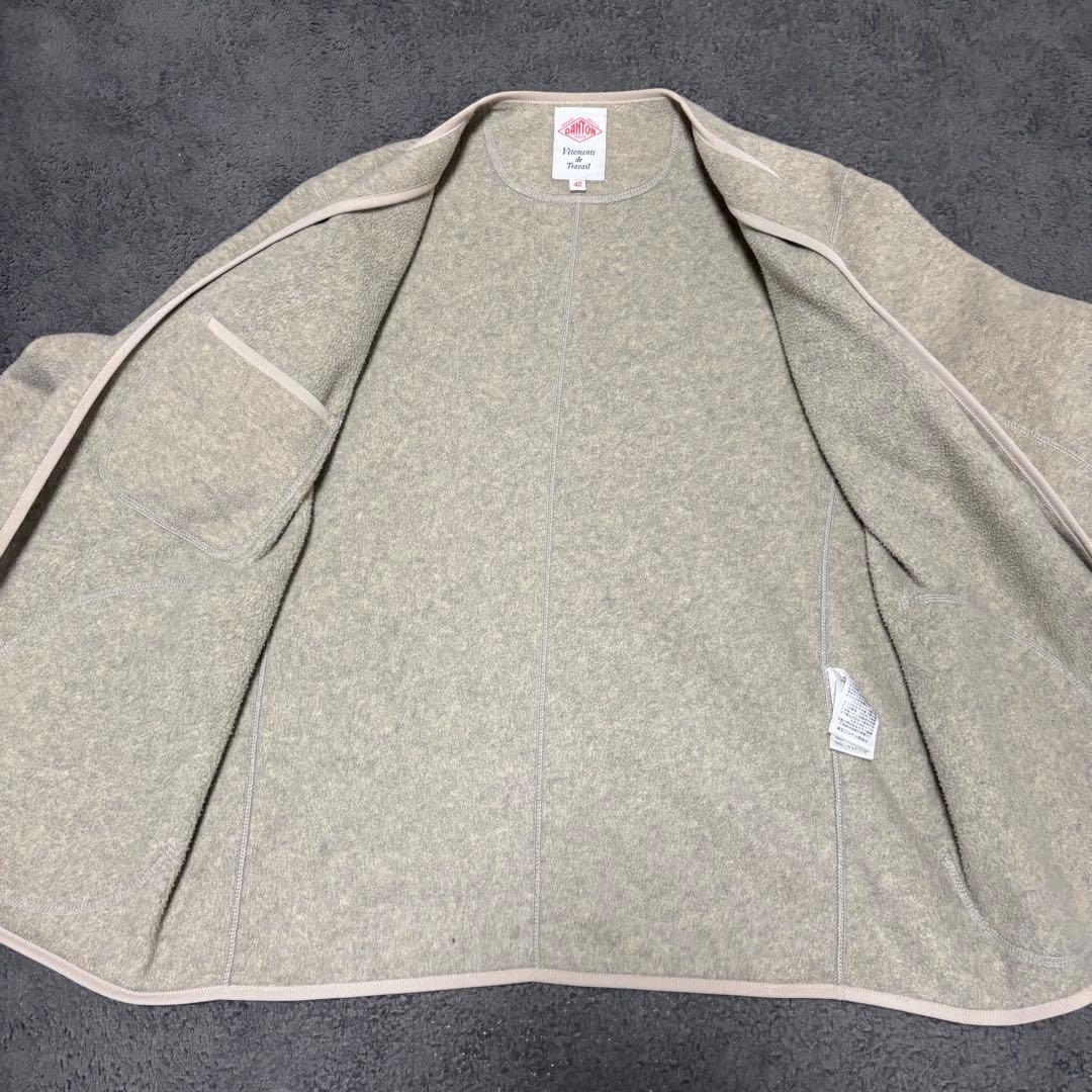 ダントン DANTON フリース カーディガン ノーカラー 42 XL マーブル