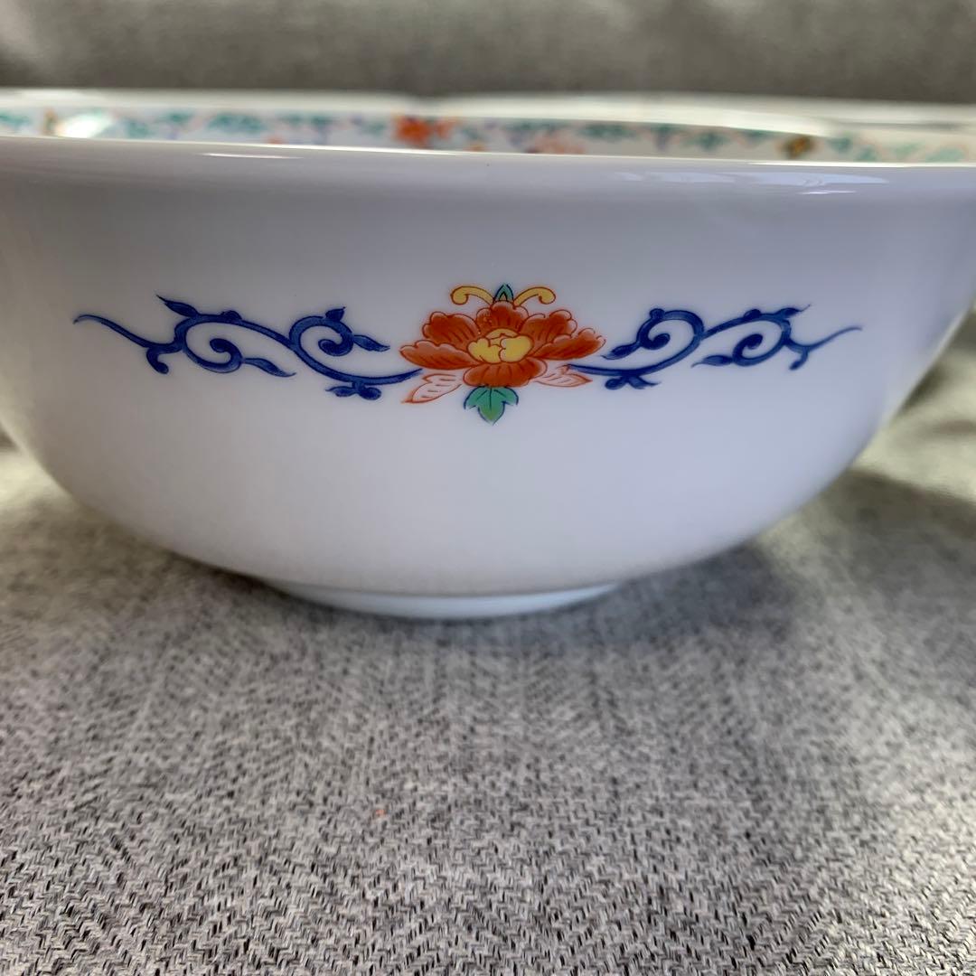 ナルミ　中華　唐子　丼　染付　スープ碗　レンゲ　さくらんぼ　花