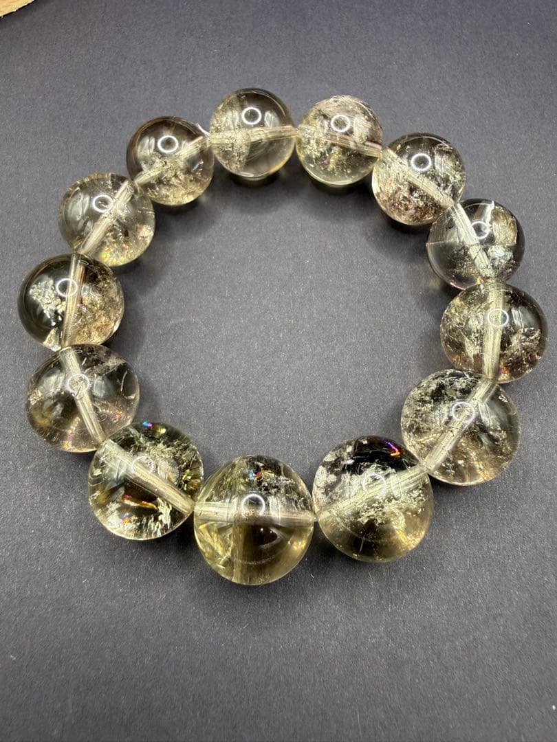 天然石 アイリスゼウスクォーツ ブレスレット （内周16-17cm） 虹入り⑯