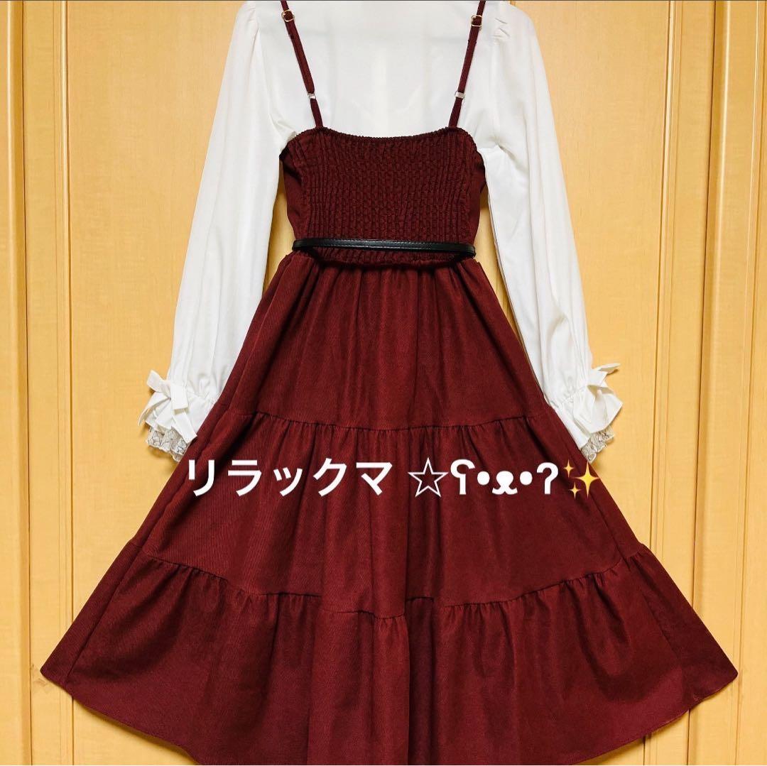 axes femme 小公女ワンピース　ジャンスカ リボンブローチ　ブラウス