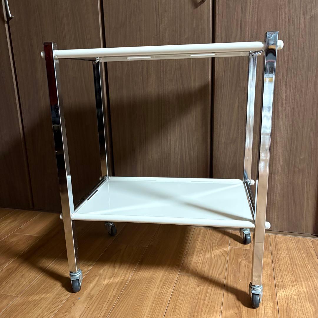 美品　高田ベッド　ワーゴンキャスター付　院内設備　医療用　収納　2段式　日本製