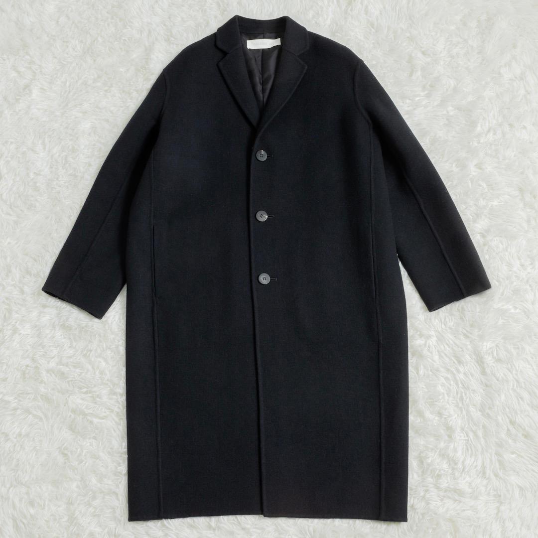 GALERIE VIE ウールカシミヤライトメルトン チェスターコート ネイビー