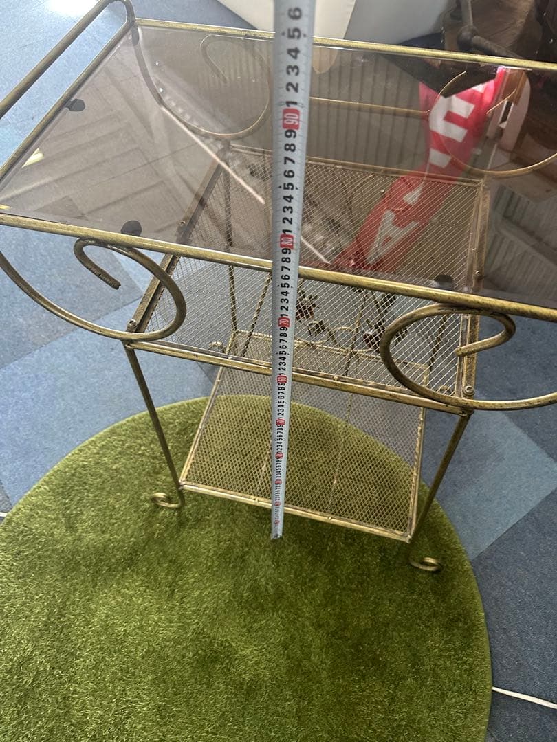 金属製二段ラック ガラス天板