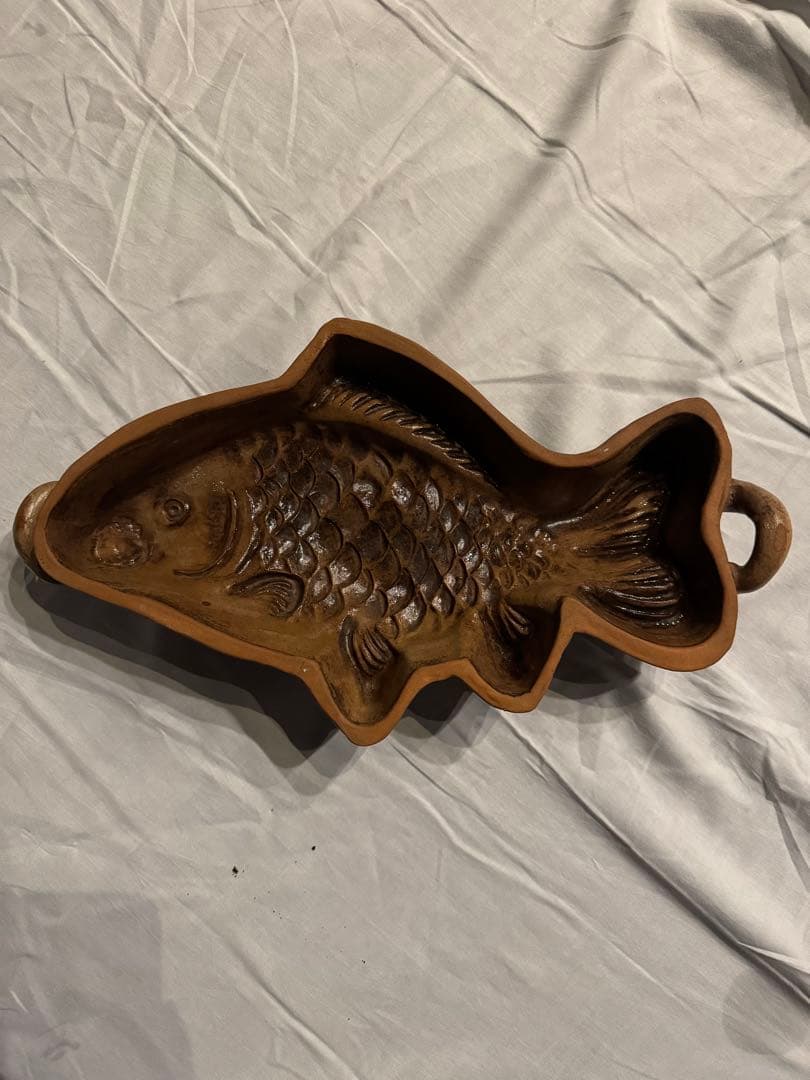 魚形のパイ型　オーブン皿　チェコ製陶器
