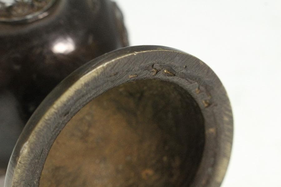 古銅 団龍紋 香炉 古裂仕服 古美術(K-LC952)