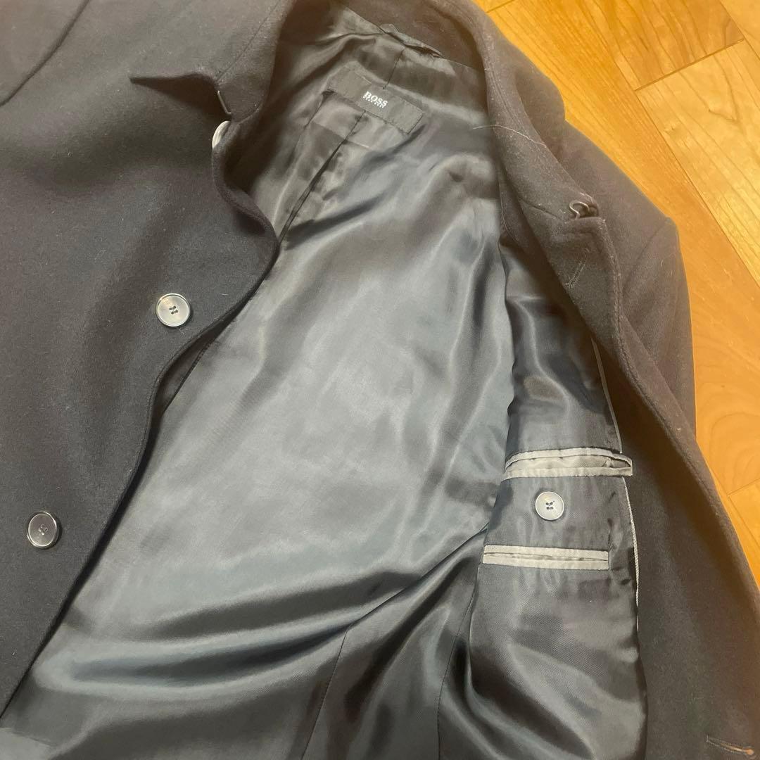 M 48 HUGOBOSS（ヒューゴボス）ステンカラー ウール　ブラックコート