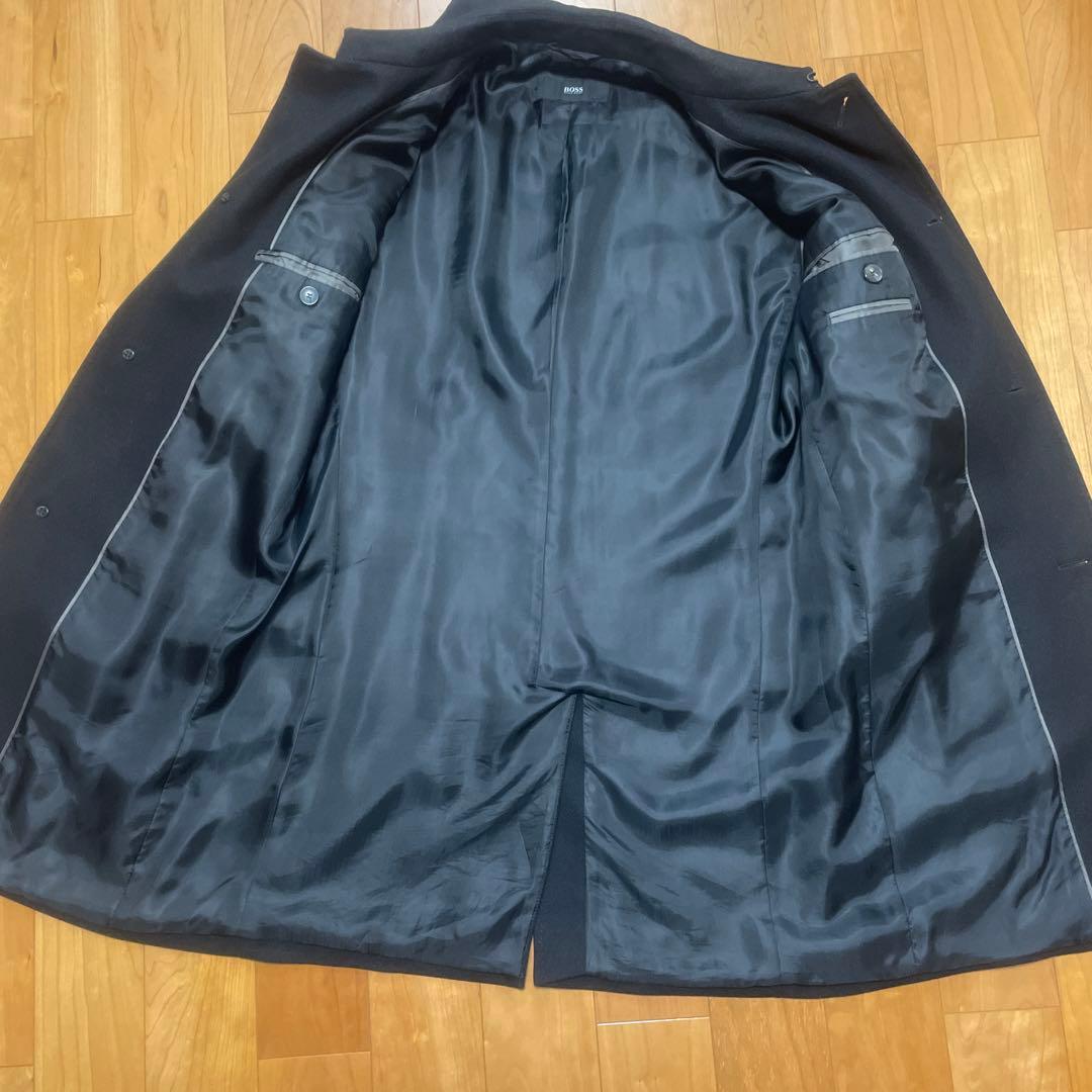 M 48 HUGOBOSS（ヒューゴボス）ステンカラー ウール　ブラックコート