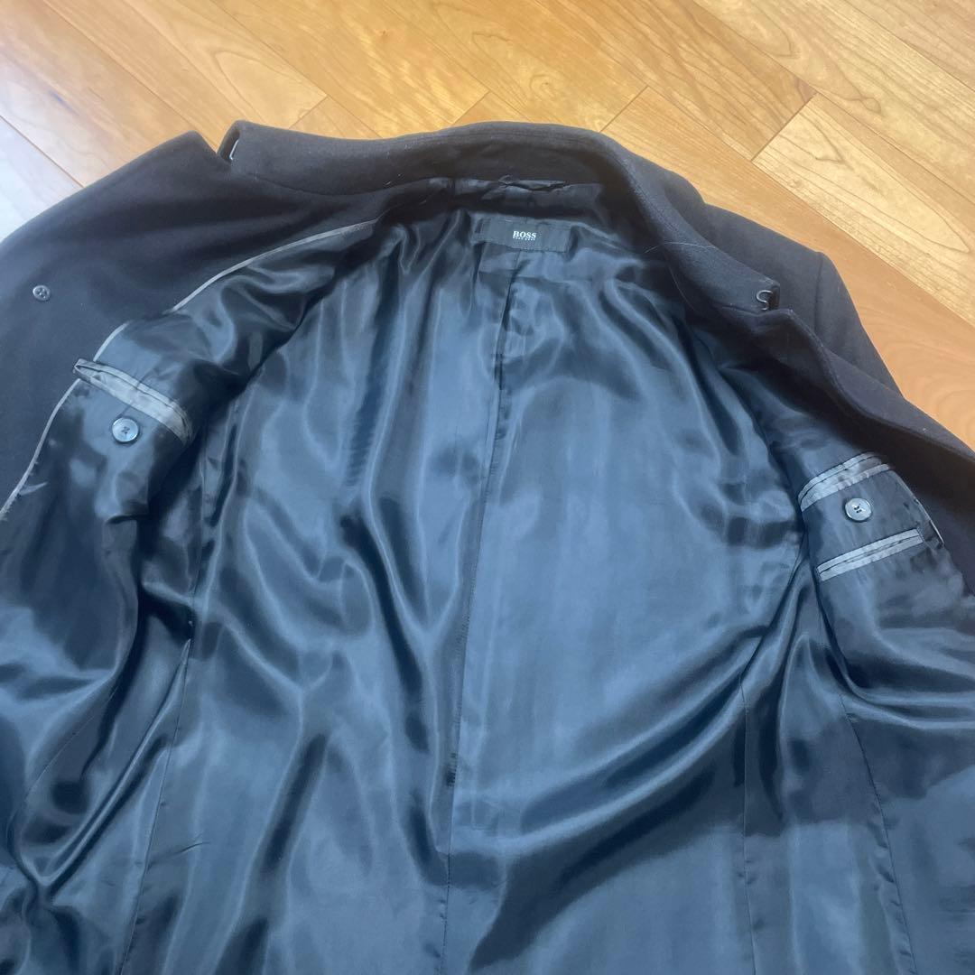 M 48 HUGOBOSS（ヒューゴボス）ステンカラー ウール　ブラックコート