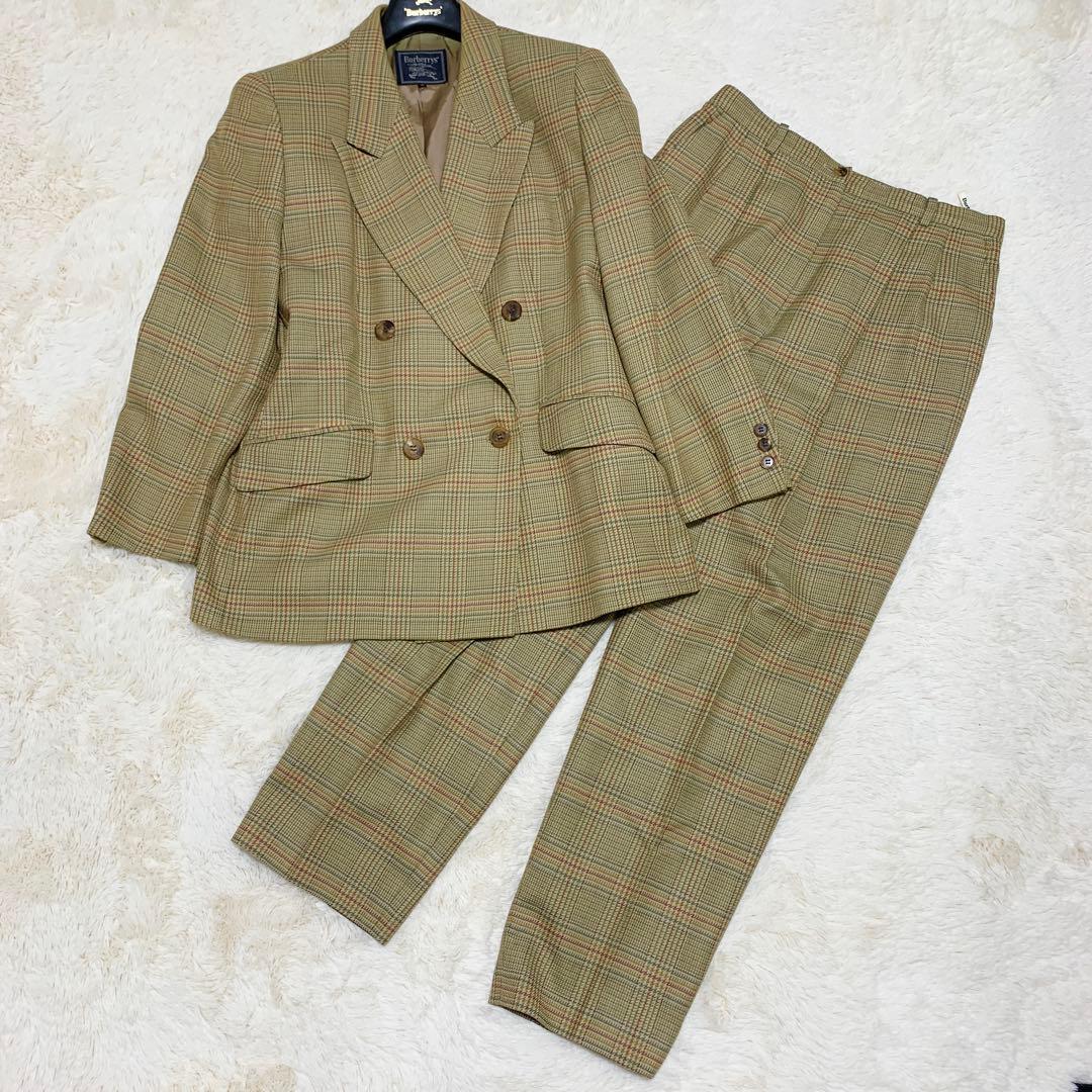 【特大3L！】バーバリー　パンツスーツ　セットアップ　ダブルブレスト