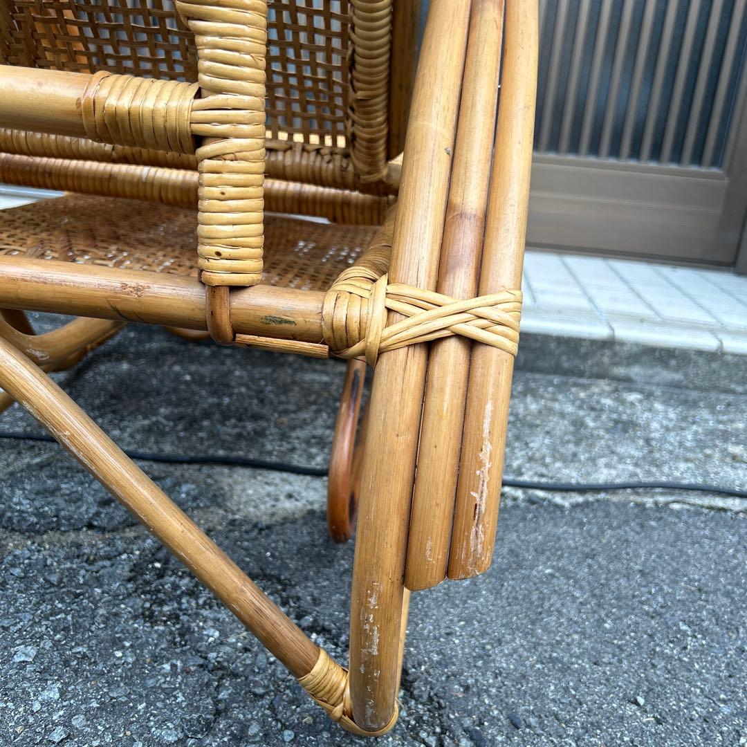 【レトロ・アンティーク】ラタン リクライニングチェア　籐家具