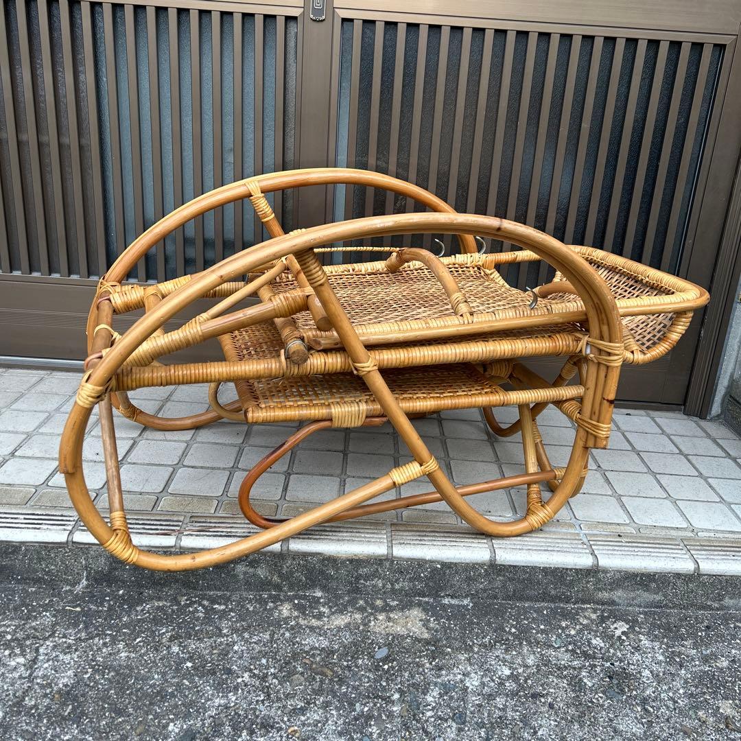 【レトロ・アンティーク】ラタン リクライニングチェア　籐家具
