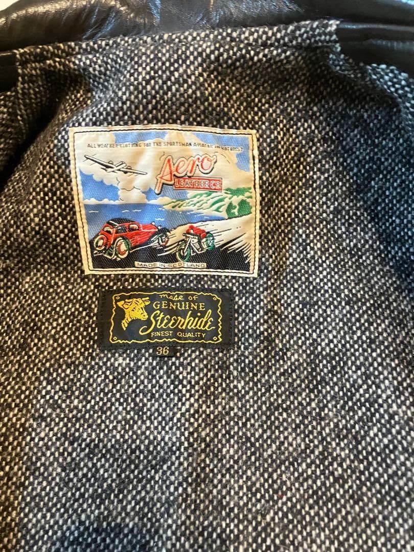 エアロレザー　ハーフベルテッド　レザージャケット　タロン　ビンテージ　36