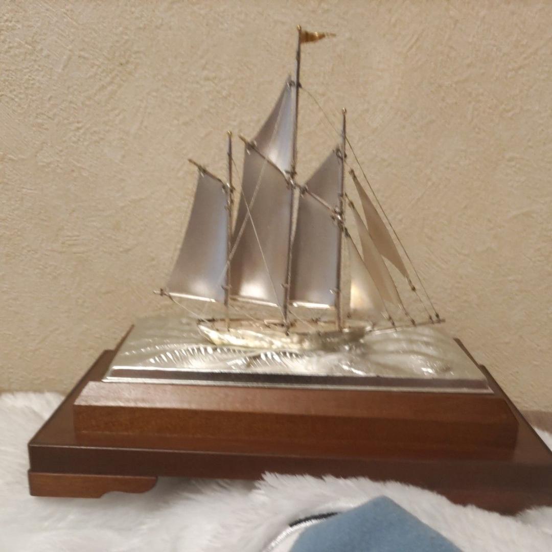 天下一ハレルヤ　純銀　帆船模型 置物 インテリア シルバーカラー