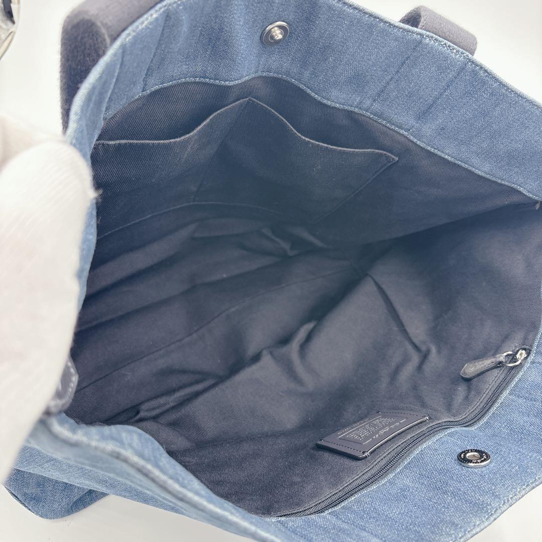 【極美品】コーチ キャンバス デニムトートバッグ デニム 馬車ロゴ A4