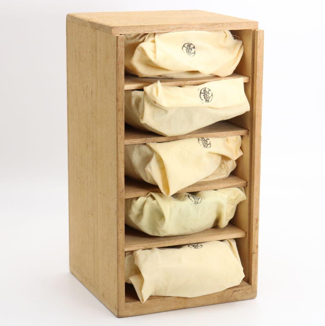 北大路魯山人作 織部小鉢 五客 黒田陶々庵書付 共箱共布　M561　YS