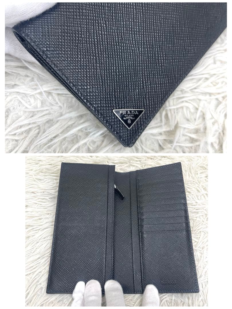 極美品‼️ PRADA プラダ　長財布　三角ロゴプレート　サフィアーノレザー