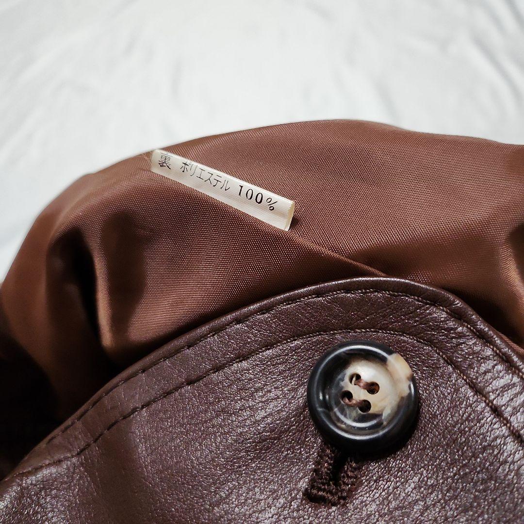 S*A様 b10 良品 本革レザー ロング トレンチコート 茶/M