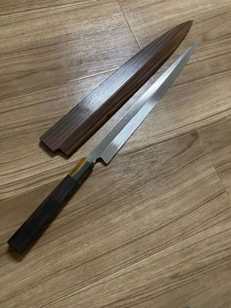 堺一文字忠国作 水本焼柳刃包丁 刃渡り尺(30cm) 天然砥石研ぎ上げ済