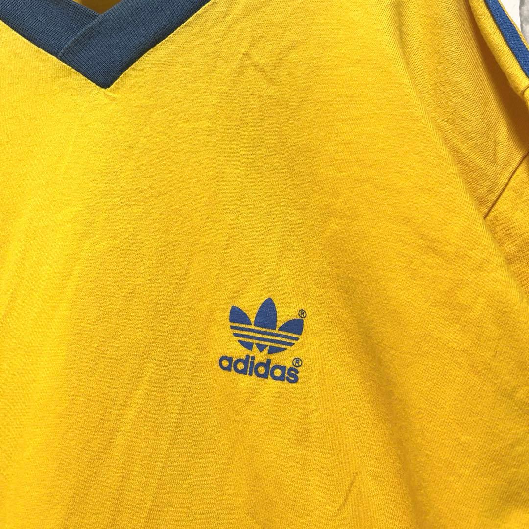 アディダス リンガーネックＴシャツ 松村北斗着用 ロンT 長袖 80s 銀タグM