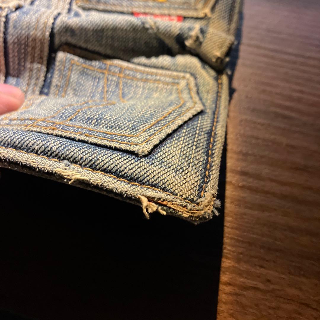 デニムポケットデザイン 二つ折り財布　ビンテージ