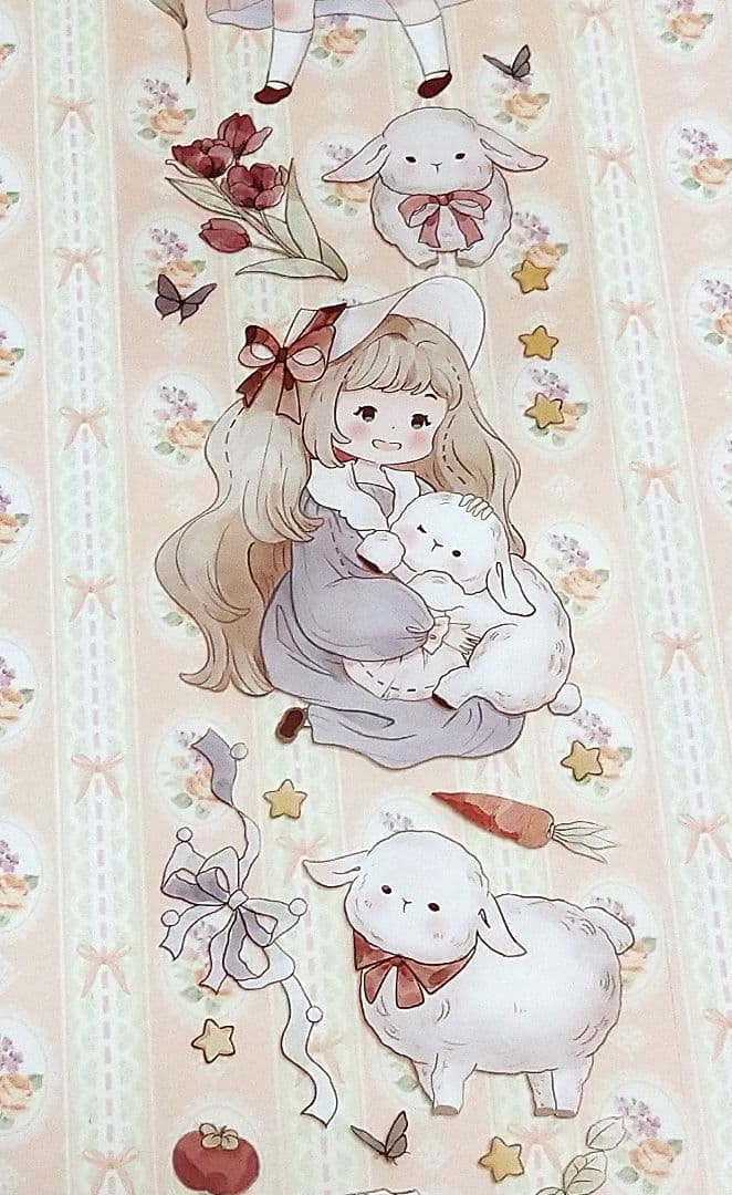 J1029＃小园与小羊(PET)鹿屿切り売り海外人物マステ女の子
