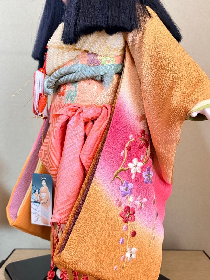 【高級　極美品】市松人形 玉秀作 ペア 男の子 女の子 ガラスケース有　台座付き