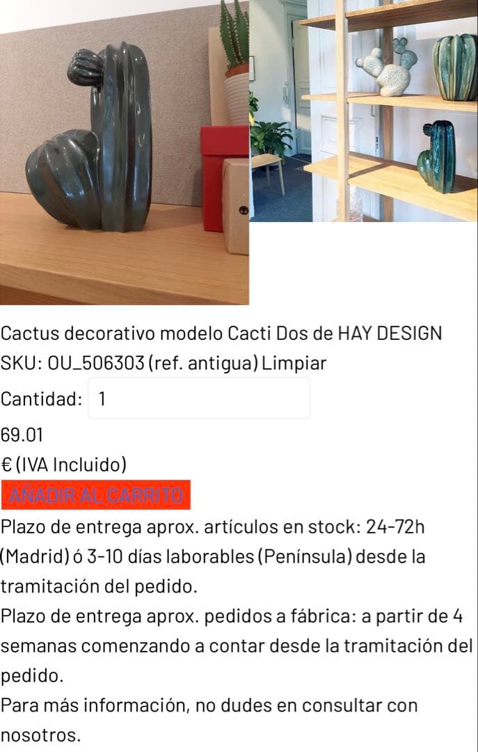 廃盤希少HAY Cacti Dos サボテン オブジェ 置物 ダークグリーン