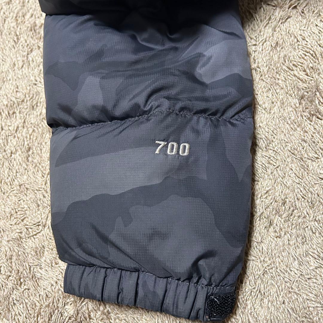 ノースフェイス ヌプシ 700 センターロゴ ダウンジャケット カモフラ 黒