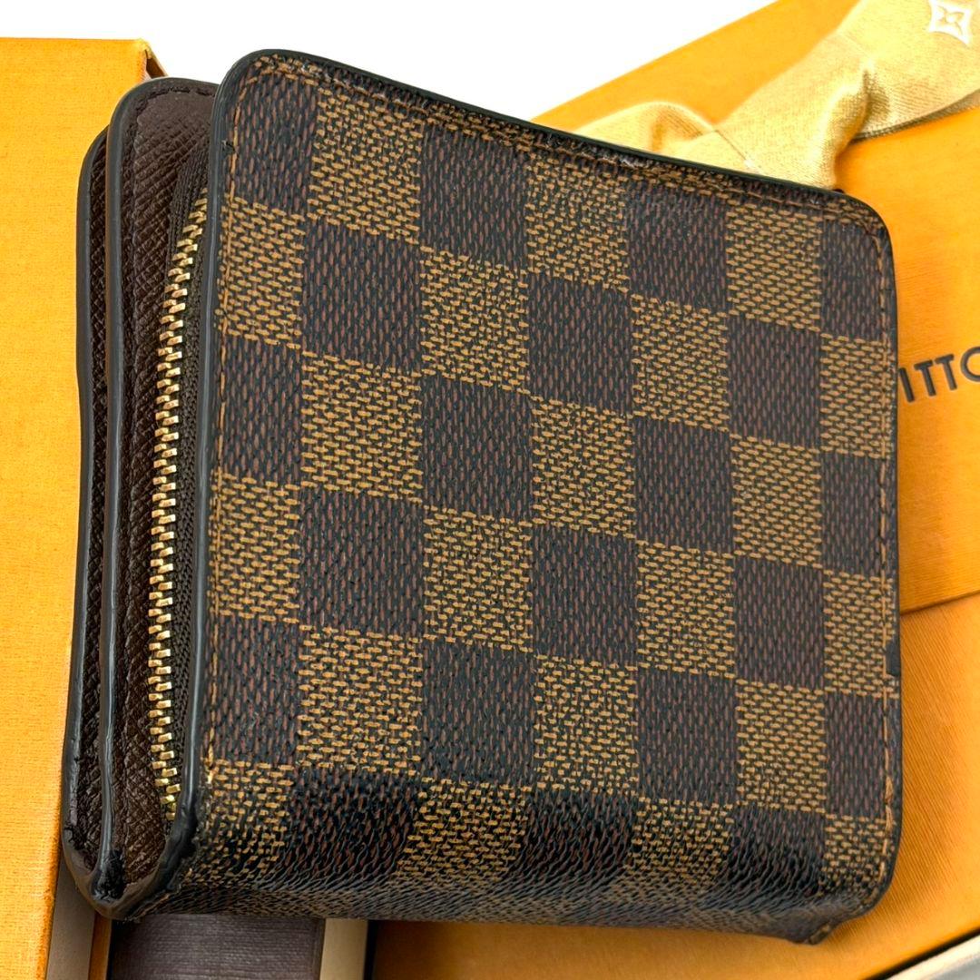 良品 ルイヴィトン ダミエ エベヌ コンパクトジップ 財布 二つ折り ラウンド