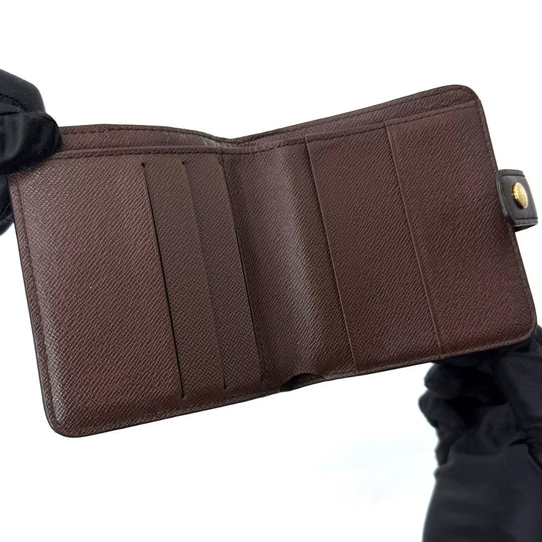 良品 ルイヴィトン ダミエ エベヌ コンパクトジップ 財布 二つ折り ラウンド