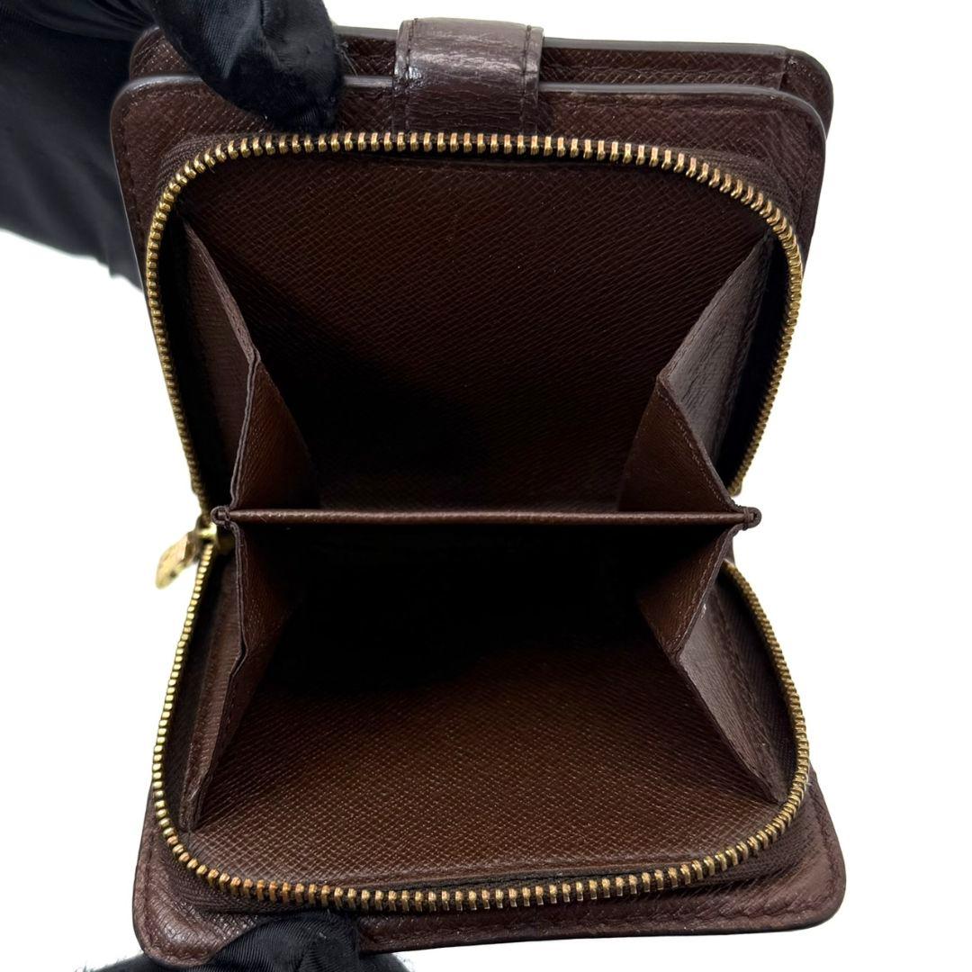 良品 ルイヴィトン ダミエ エベヌ コンパクトジップ 財布 二つ折り ラウンド