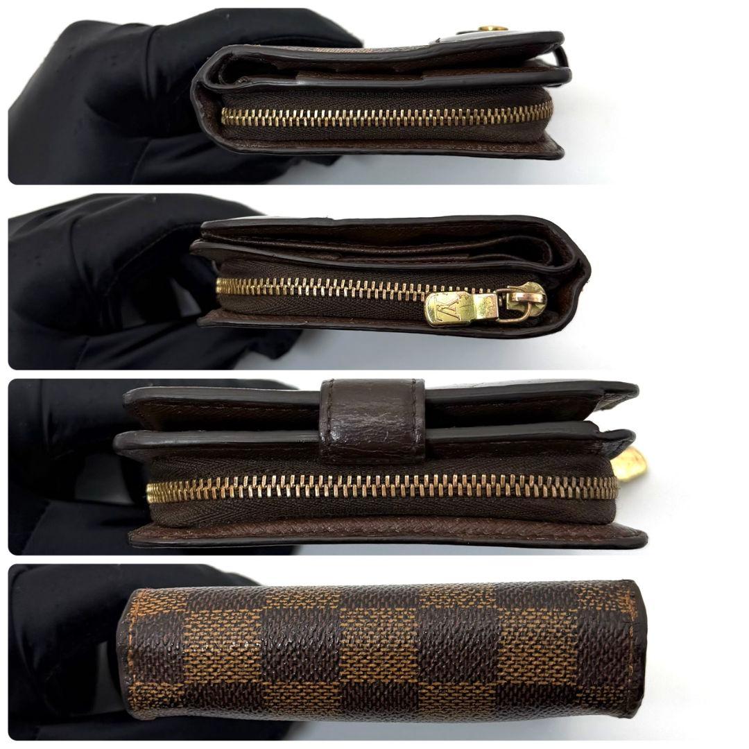 良品 ルイヴィトン ダミエ エベヌ コンパクトジップ 財布 二つ折り ラウンド