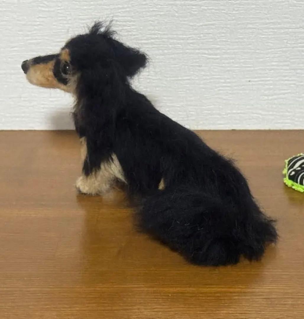 わたわたペット　羊毛フェルト作品　可愛い ミニチュアダックスフンド　ブラックタン