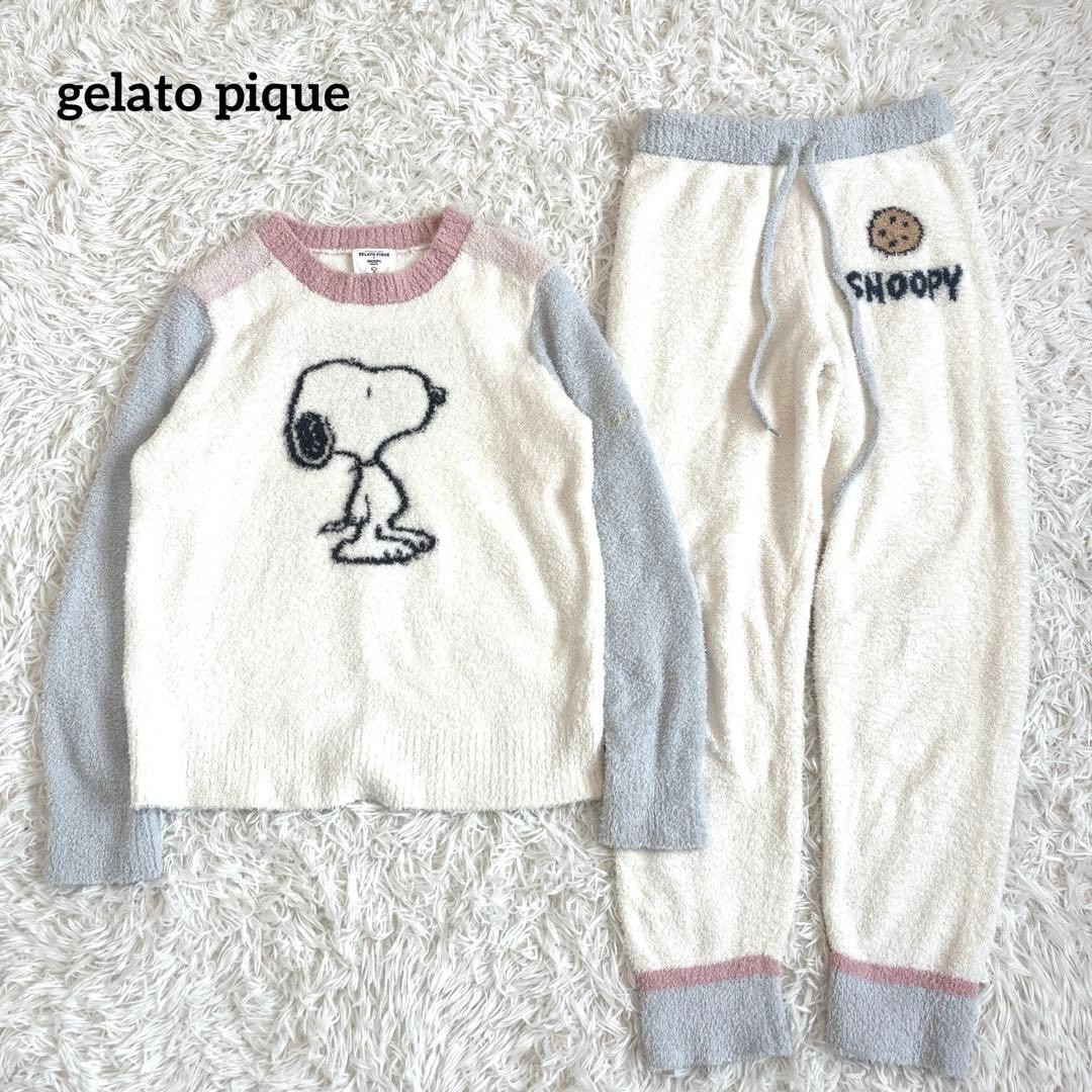 美品☆ ジェラートピケ　スヌーピー　セットアップ　フリーサイズ　ルームウェア