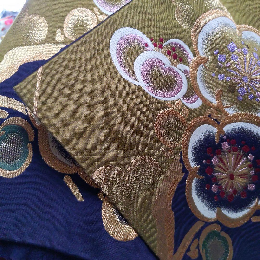 351華やぎ【最終価格】【桜蝶　紺色×ワイン色】【振袖6点フルセット】卒業謝恩会