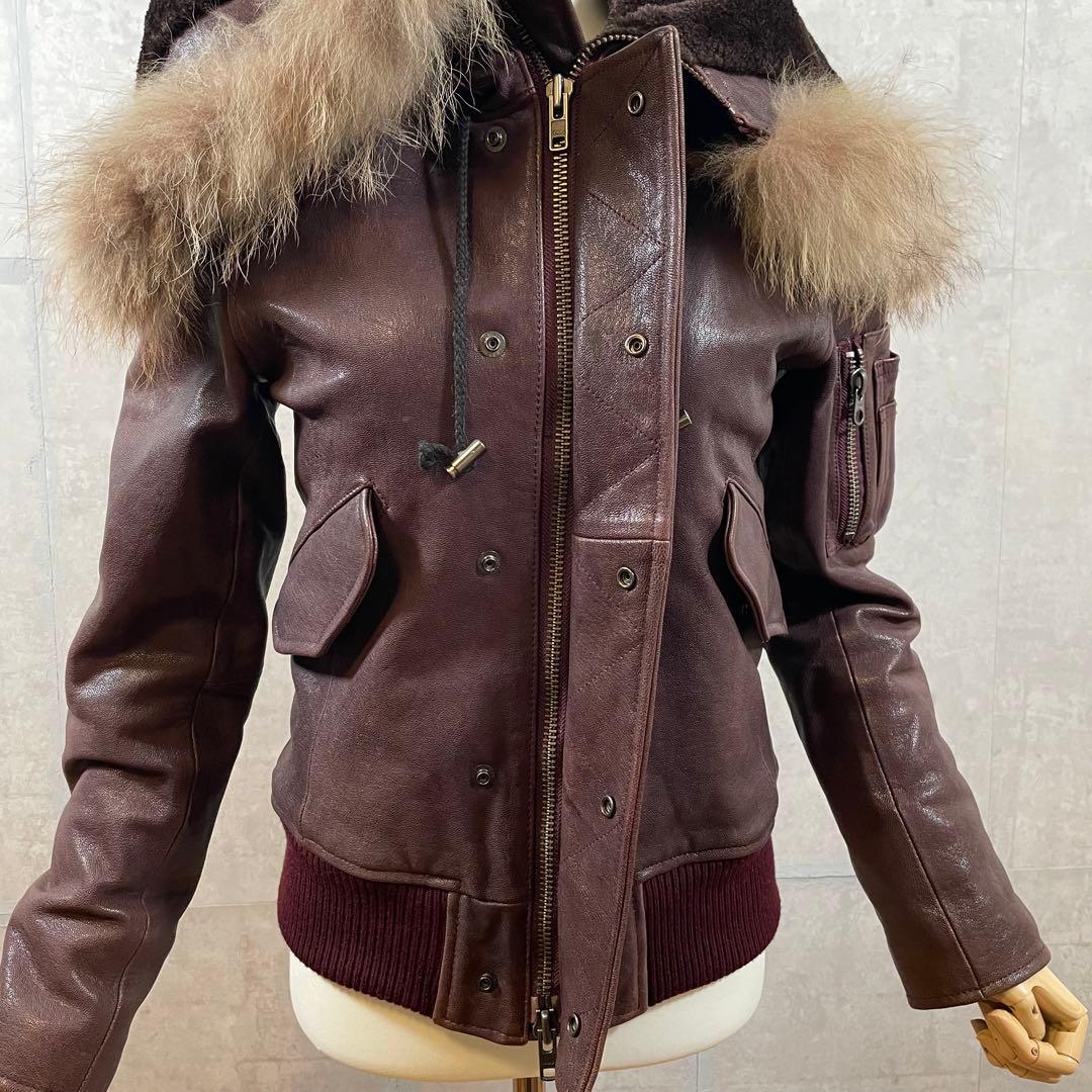 美品 haruf N2B レザー　フライトジャケット　ライダース　山羊革　A-2