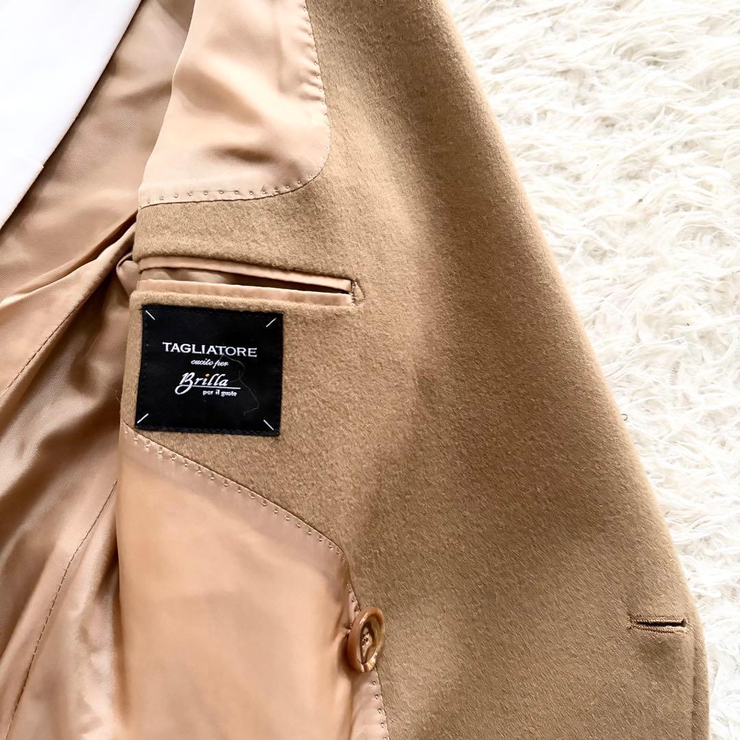 <美品>TAGLIATORE×ブリッラ キャメル ダブル チェスターコート 42