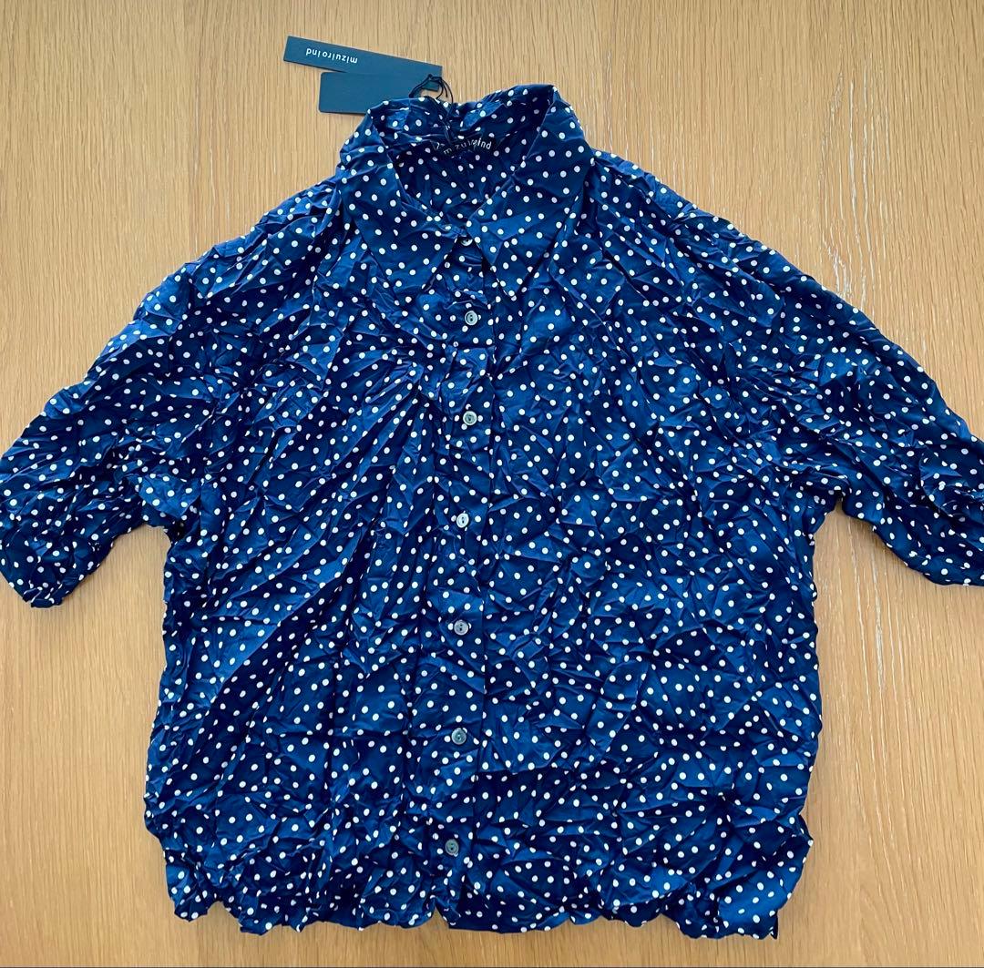 ミズイロインド ドットプリントワッシャーシャツ