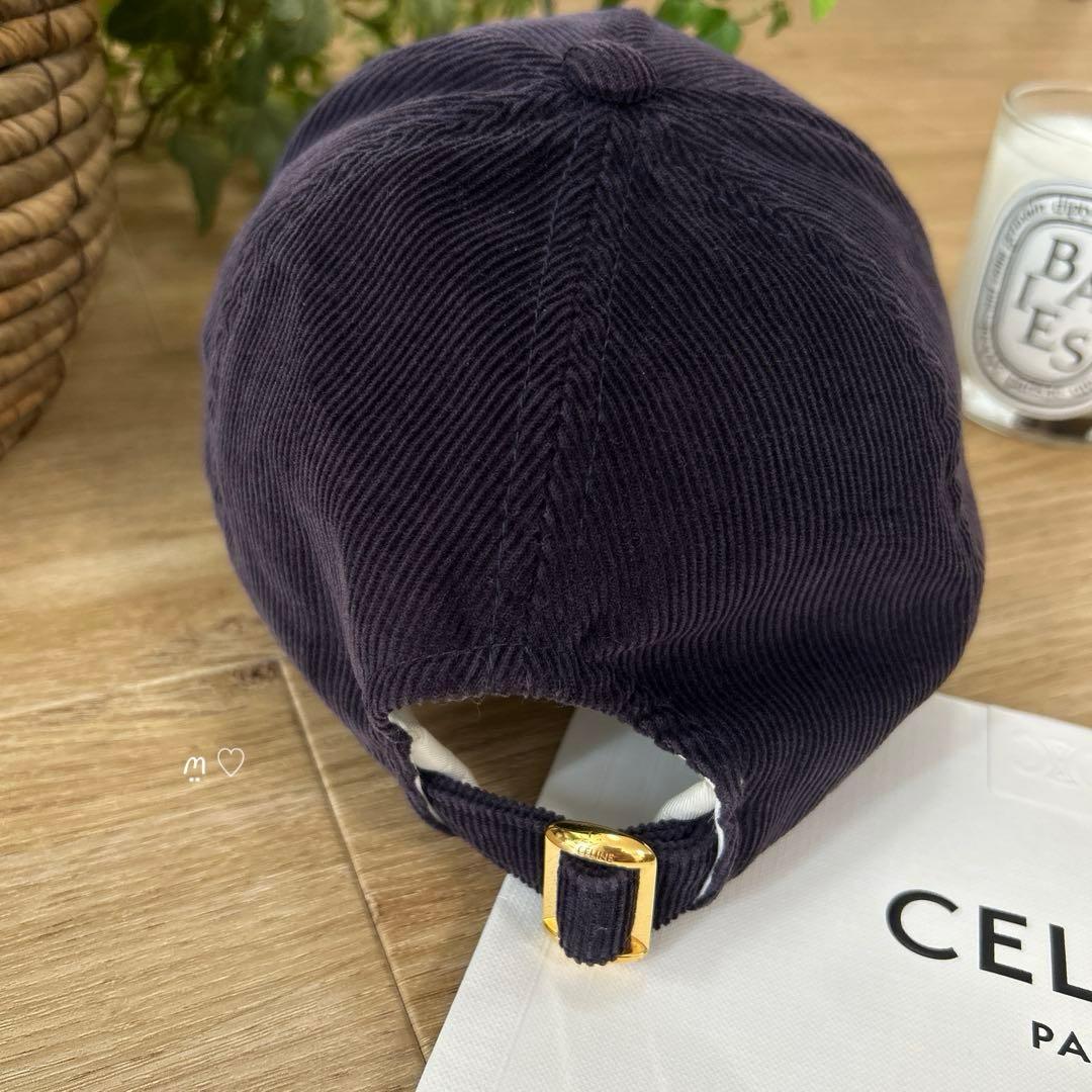 CELINEセリーヌ　コーデュロイ　トリオンフベースボールキャップ　S　帽子