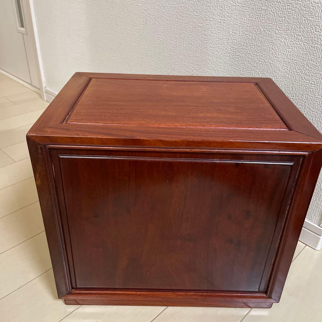 唐木 紫檀木 小物入れ 引出 唐木家具 高級銘木 透かし彫り 花梨 紫檀家具