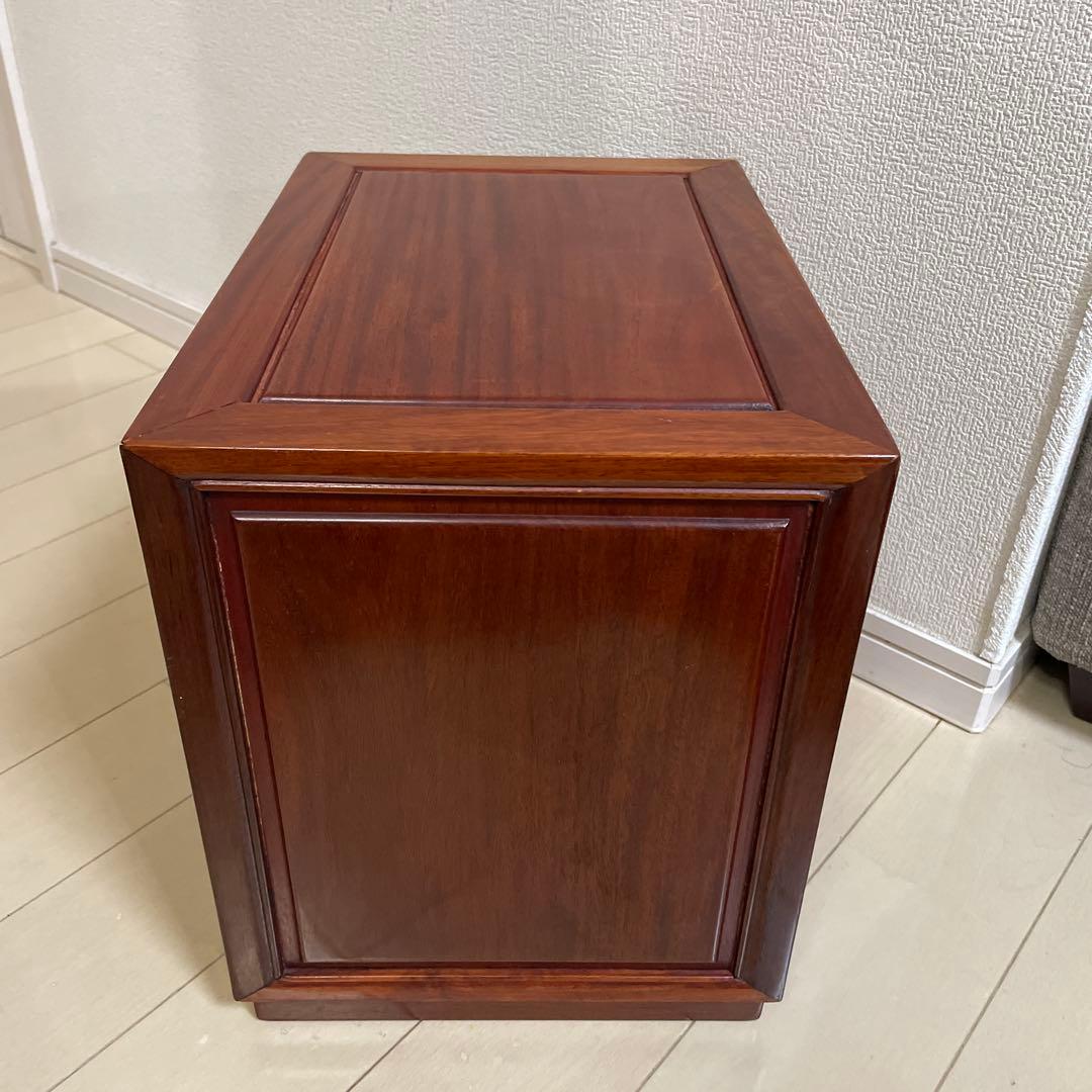 唐木 紫檀木 小物入れ 引出 唐木家具 高級銘木 透かし彫り 花梨 紫檀家具