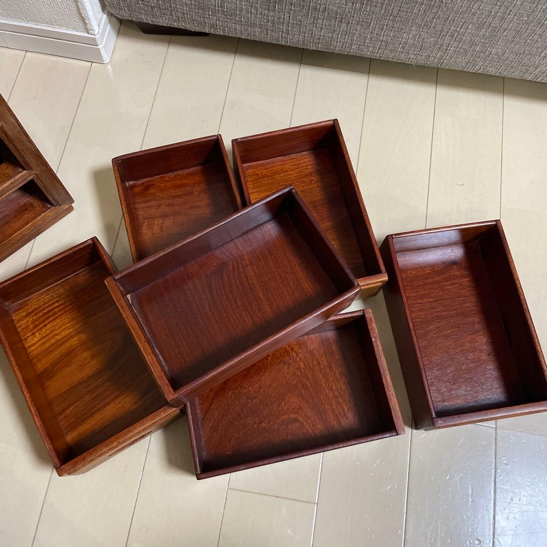 唐木 紫檀木 小物入れ 引出 唐木家具 高級銘木 透かし彫り 花梨 紫檀家具