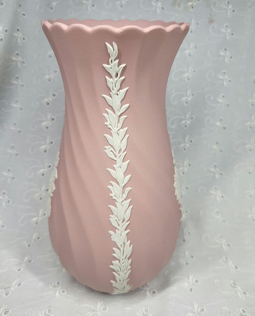 英国製✨ウェッジウッド ジャスパー 花瓶 フラワーベース 大 ピンク 美品