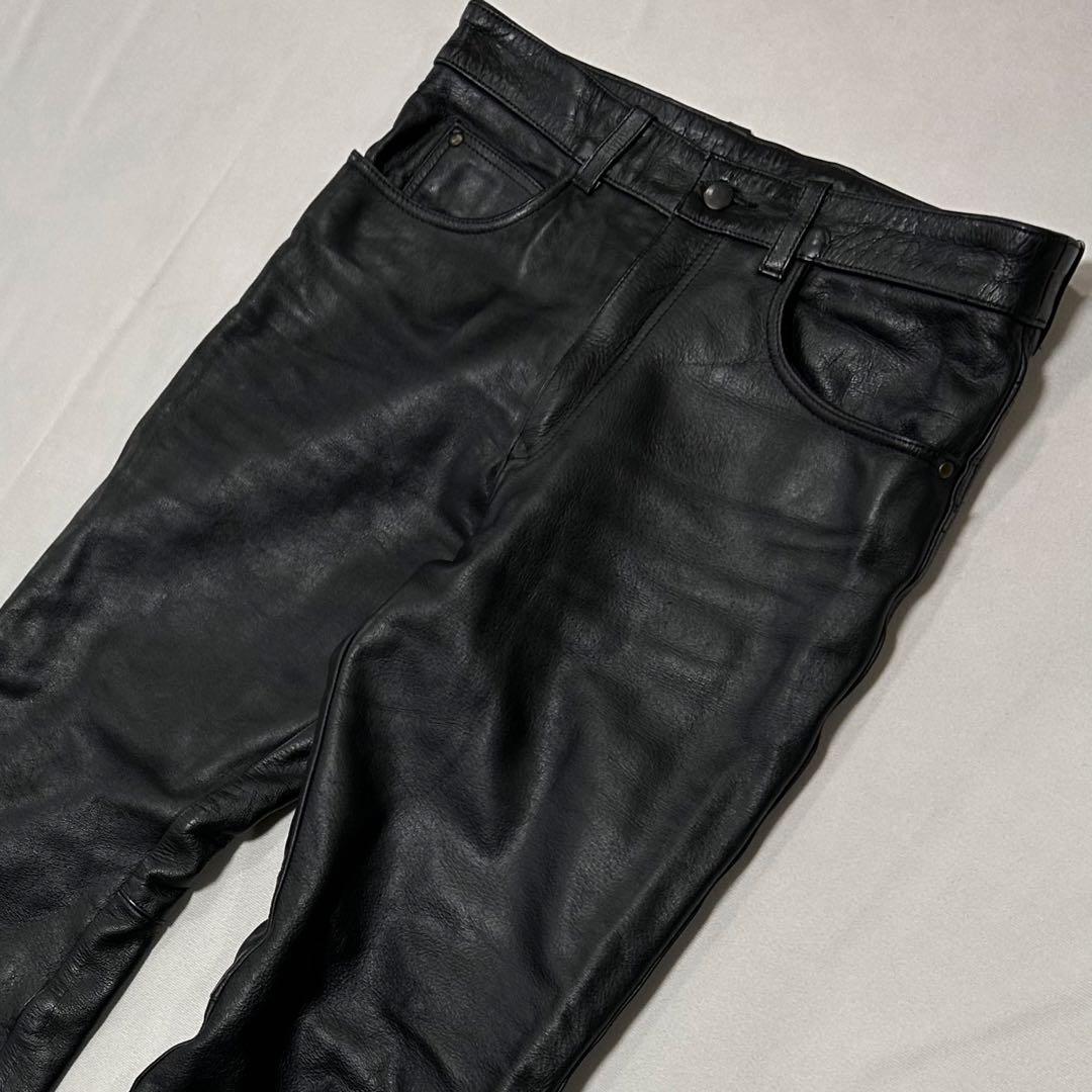 90s Vintage 水牛革 バッファロー レザーパンツ W33 L30