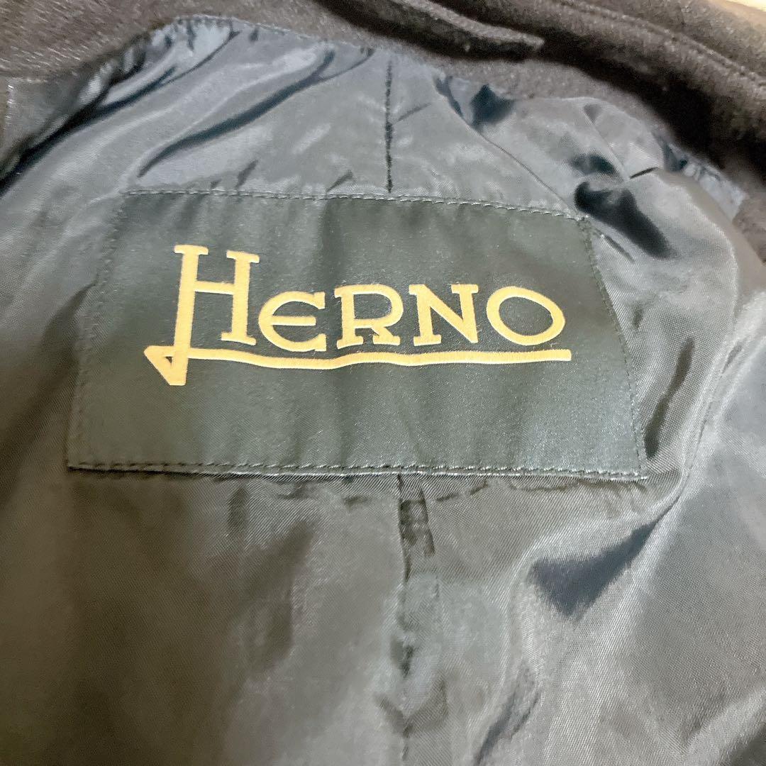 HERNO ヘルノ　ネイビー ステンカラーコート ウエストベルト　大きいサイズ